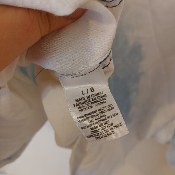 Aeropostale Size Large White Blue Button Up Top Blouse Long Sleeve Soft Comfy - Picture 10 of 11